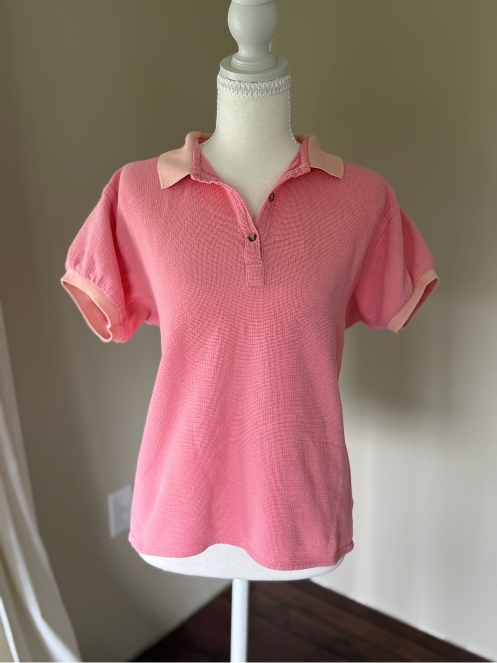 Patagonia Pink Short Sleeve Button-Front Polo Collared Golf Shirt Cotton